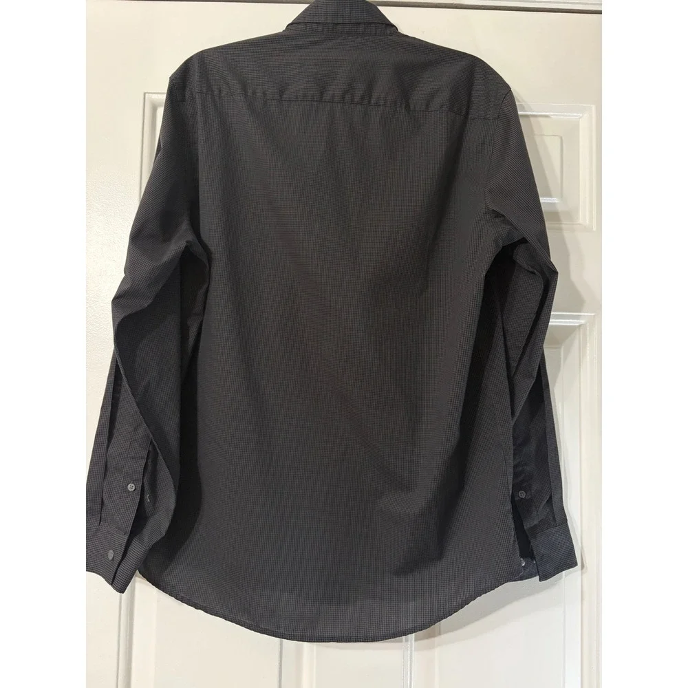 Alfani | Button Down Shirt || XL || Grey Black Slim Fit Stretch Micro Check|